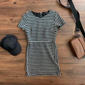 Striped Fitted Dress with Open Back